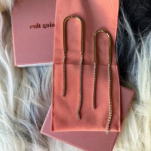 Cult Gaia Meta Rhinestone Gold Earrings